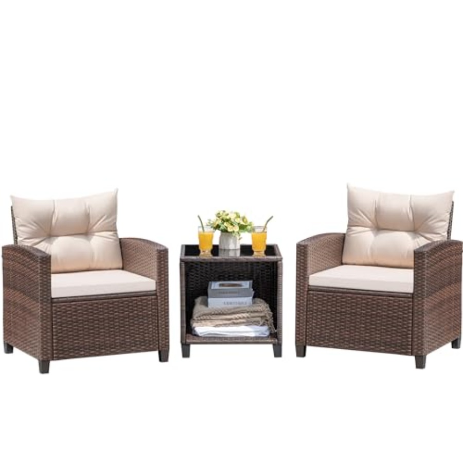 Outdoor Furniture Table - Devoko 3 Pieces Patio Furniture Set