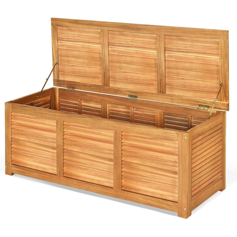 Outdoor Furniture Cushions - 46 Gallon Acacia Wood Deck Storage