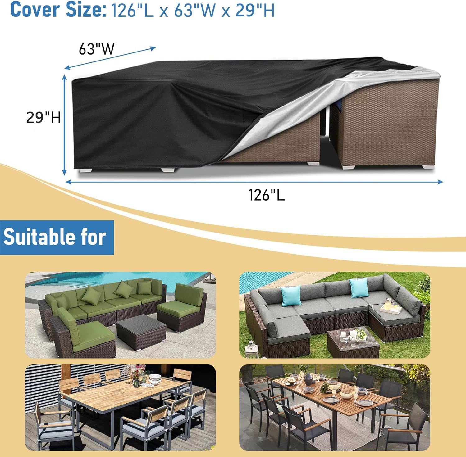 Heavy Duty Waterproof Patio Fu - Outdoor Furniture Table recensione e prezzo