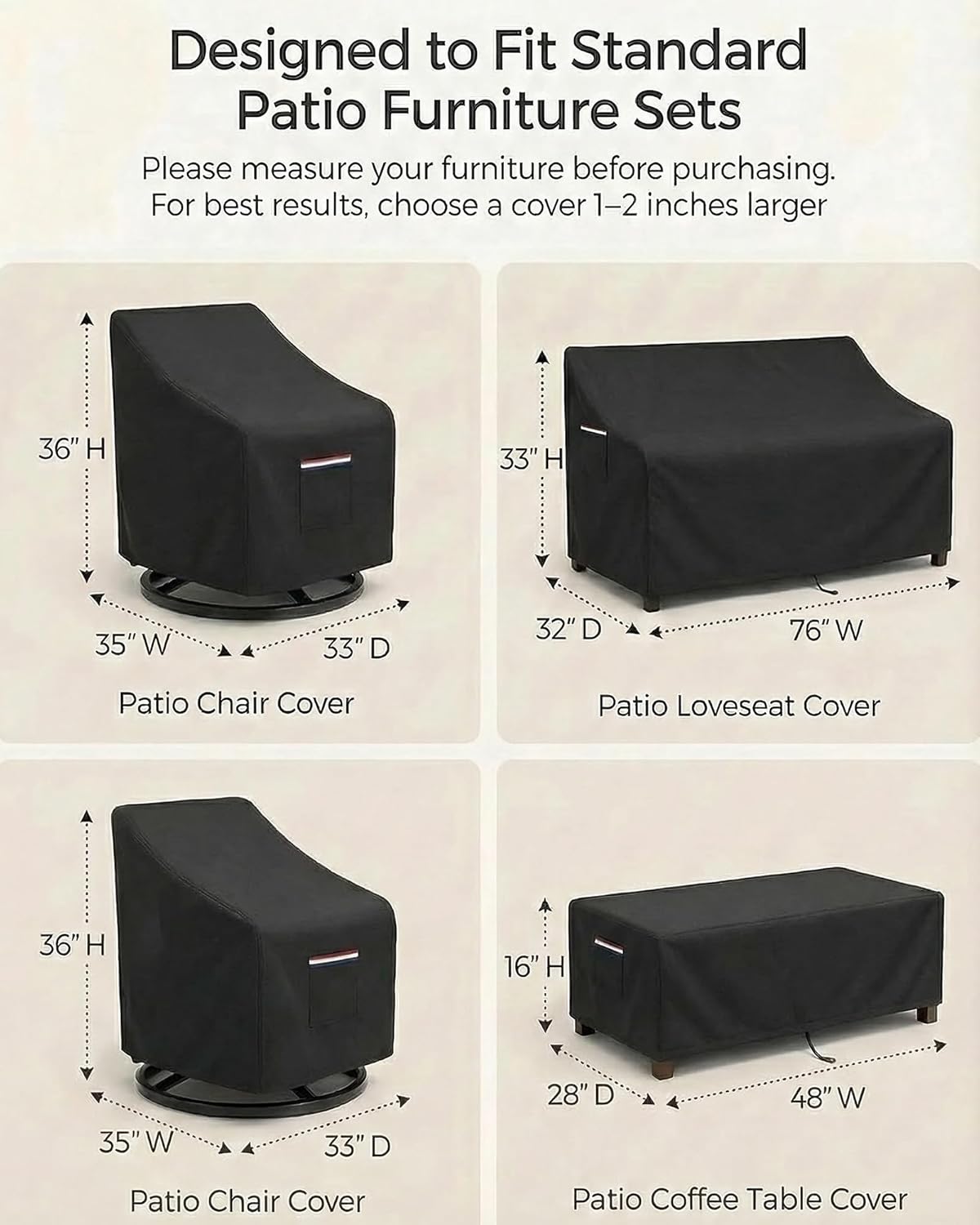 4-Piece Patio Furniture Cover  - Outdoor Furniture Sofa recensione e prezzo
