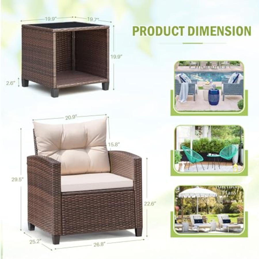 Devoko 3 Pieces Patio Furnitur - Outdoor Furniture Table recensione e prezzo