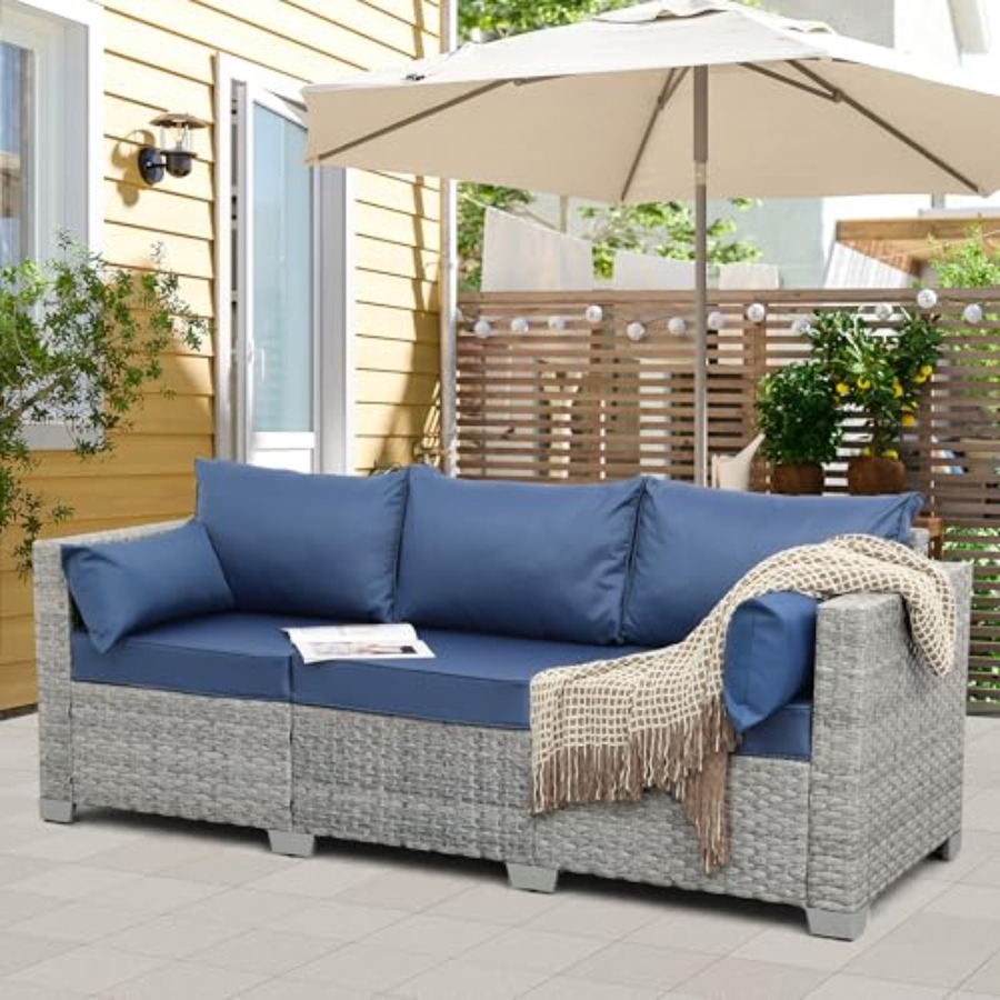 Outdoor Couch 3 Seater Wicker  - Outdoor Furniture Cushions recensione e prezzo